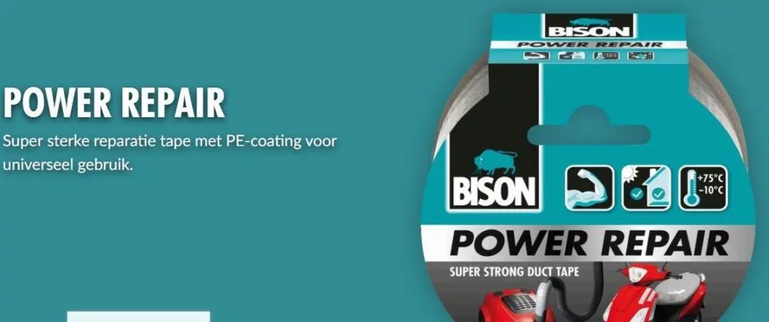 Bison Power Repair Tape Grijs 10m