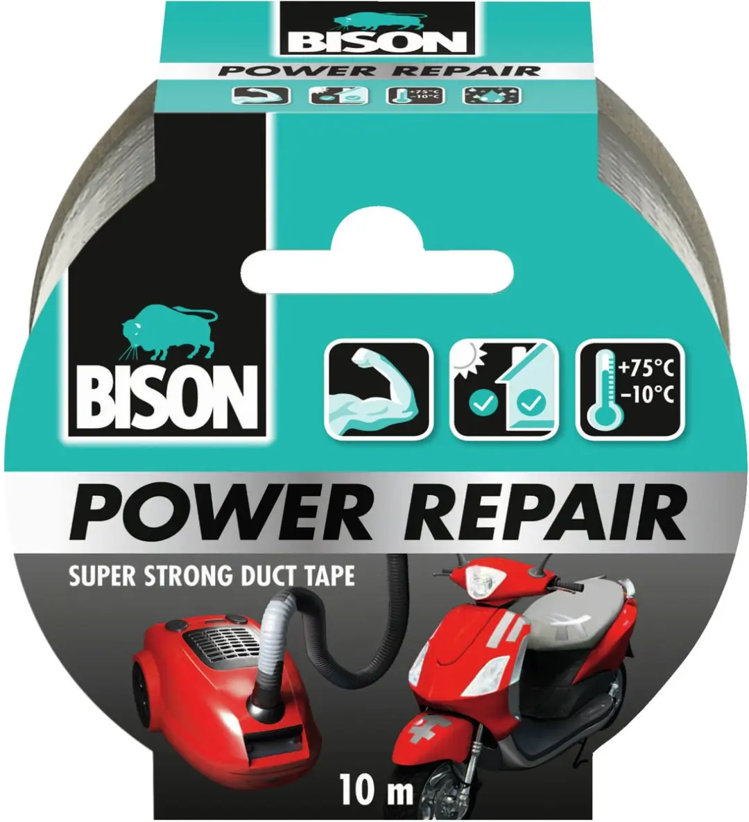 Bison Power Repair Tape Grijs 10m