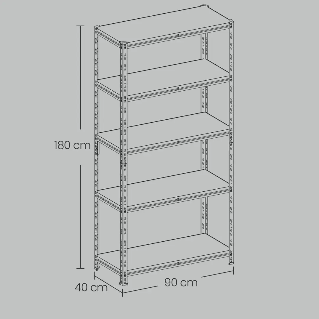 Songmics Stellingkast 2-delig Vlinderkliksysteem - 175kg per plank - Zilver - afbeelding 2 van 6
