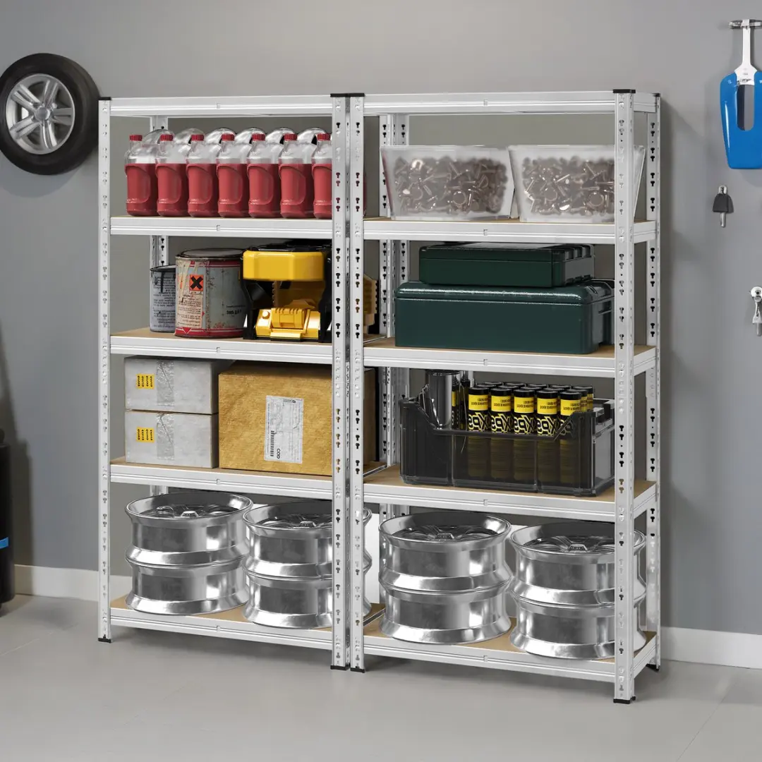 Songmics Stellingkast 2-delig Vlinderkliksysteem - 175kg per plank - Zilver - afbeelding 4 van 6