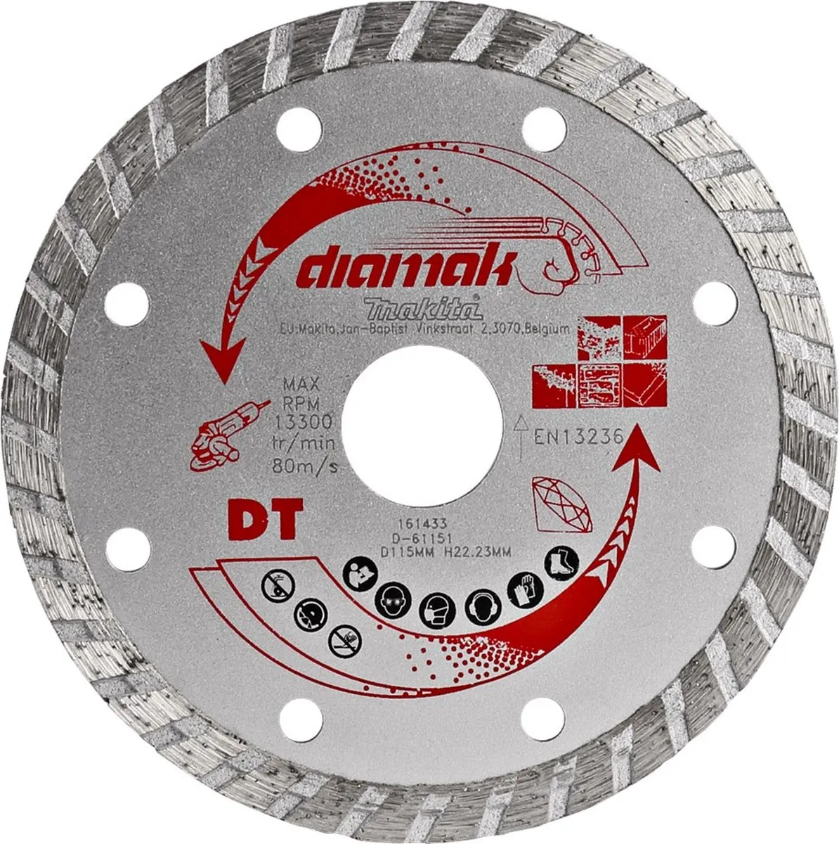 Makita D-61151 Diamantschijf 115mm - 22,23mm as