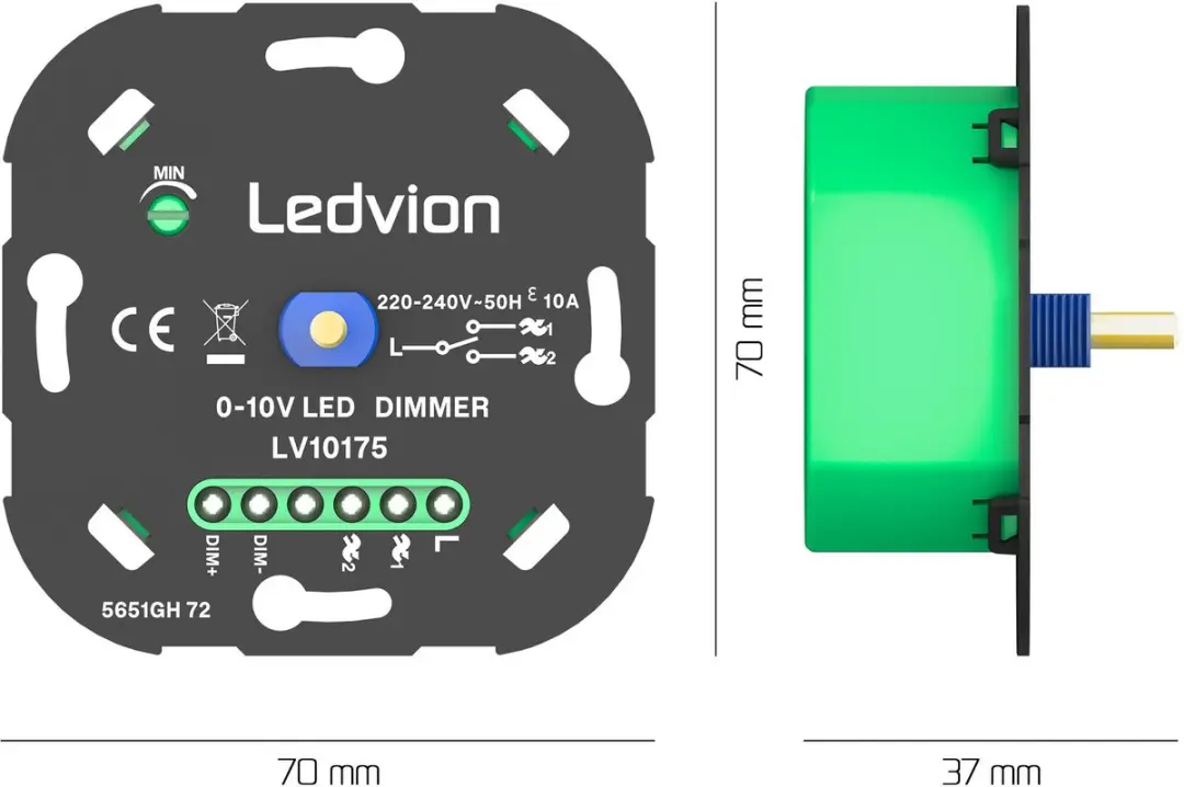 LEDVION 0-10V LED Dimmer Inbouw - Grijs