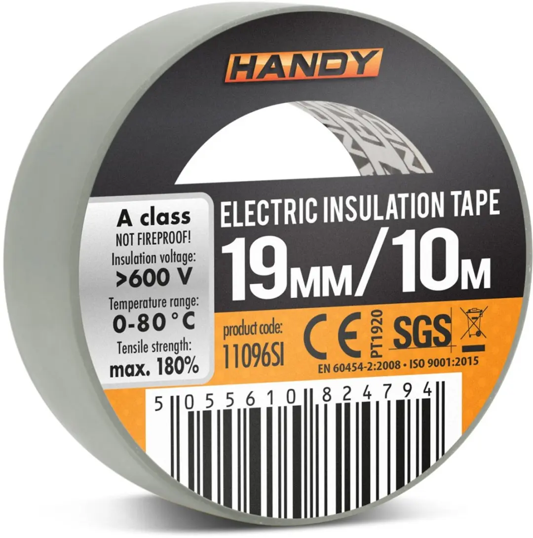 Handy Isolatietape Zilver 10x10m 19mm - 10 Rollen - afbeelding 3 van 3