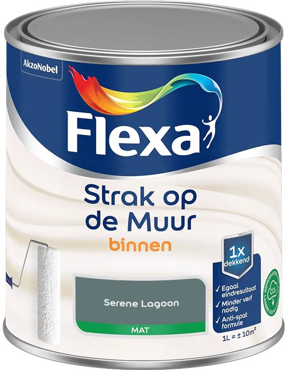 Flexa Strak Op De Muur Binnenmat Mengverf Serene Lagoon 1L