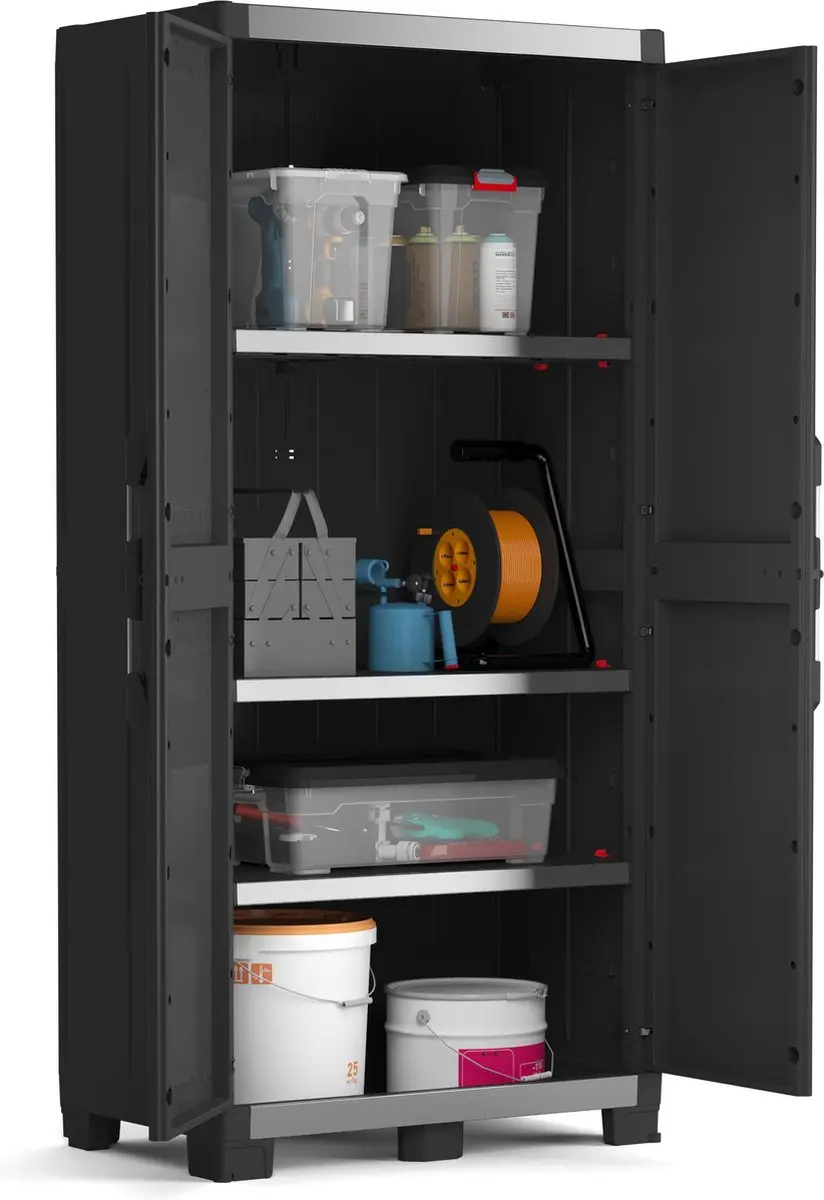 Keter XL Garage Hoge Kast 3 Planken - 89x54x188cm - Zwart - afbeelding 6 van 6