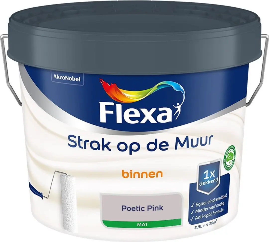 Flexa Strak Op De Muur Binnenmat Poetic Pink Mengverf 2,5L