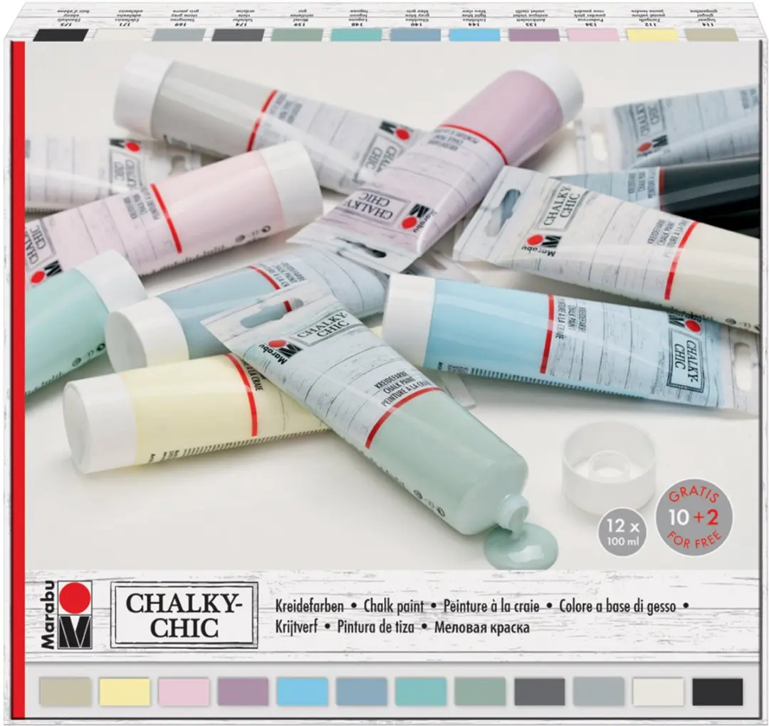 Marabu Chalky Chic Kreidverf 12x100ml - Kleurmix