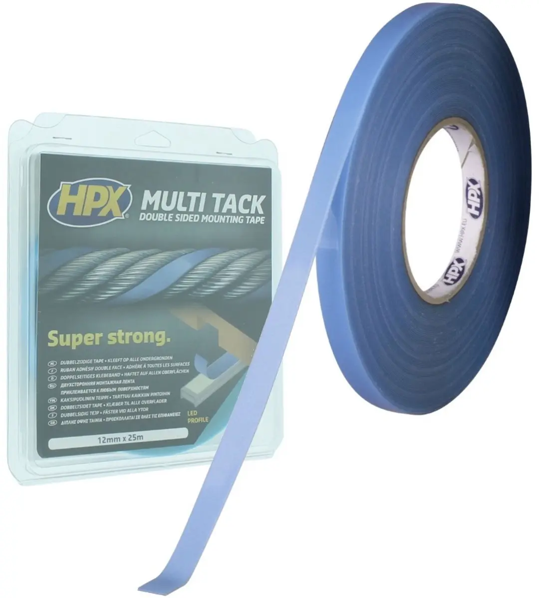 HPX Blauwe Dubbelzijdige Multi-Tack Tape 12mm x 5m
