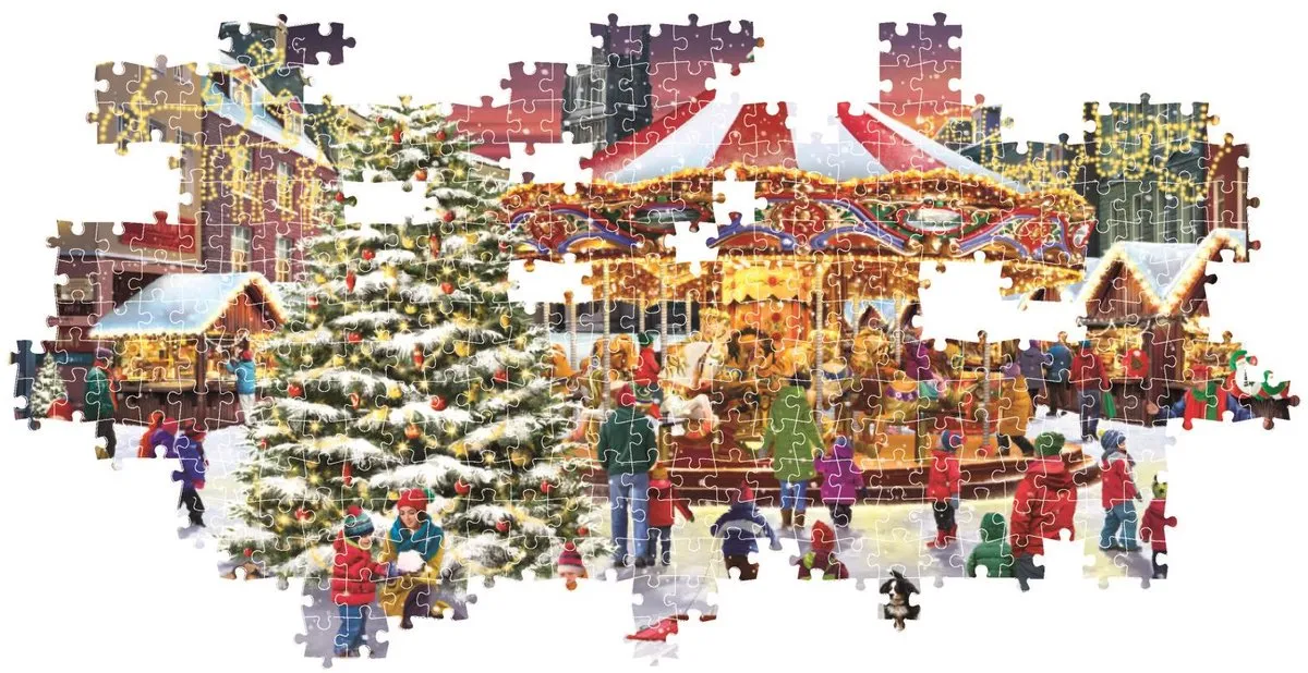 Clementoni Panorama Christmas Village Puzzle 1000 Stuks - Multikleur - afbeelding 6 van 6