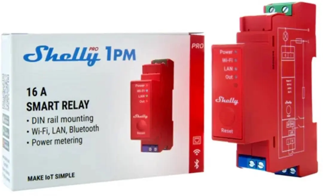 Shelly Shelly1 PRO PM DIN-relais - Rood