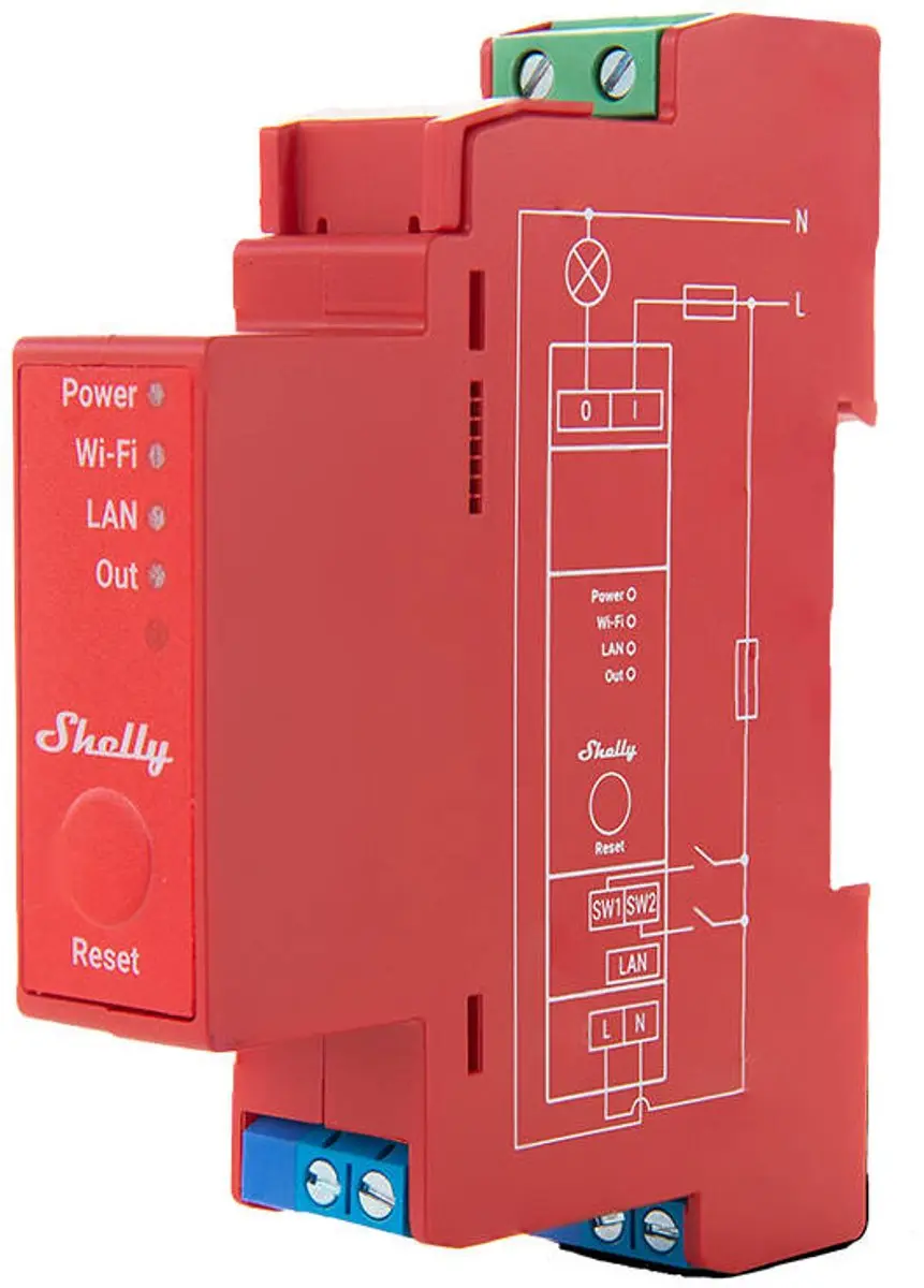 Shelly Shelly1 PRO PM DIN-relais - Rood