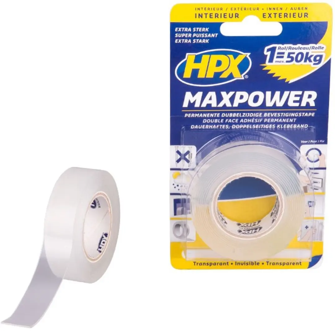 HPX Max Power Transparante Bevestigingstape 19mm x 2m