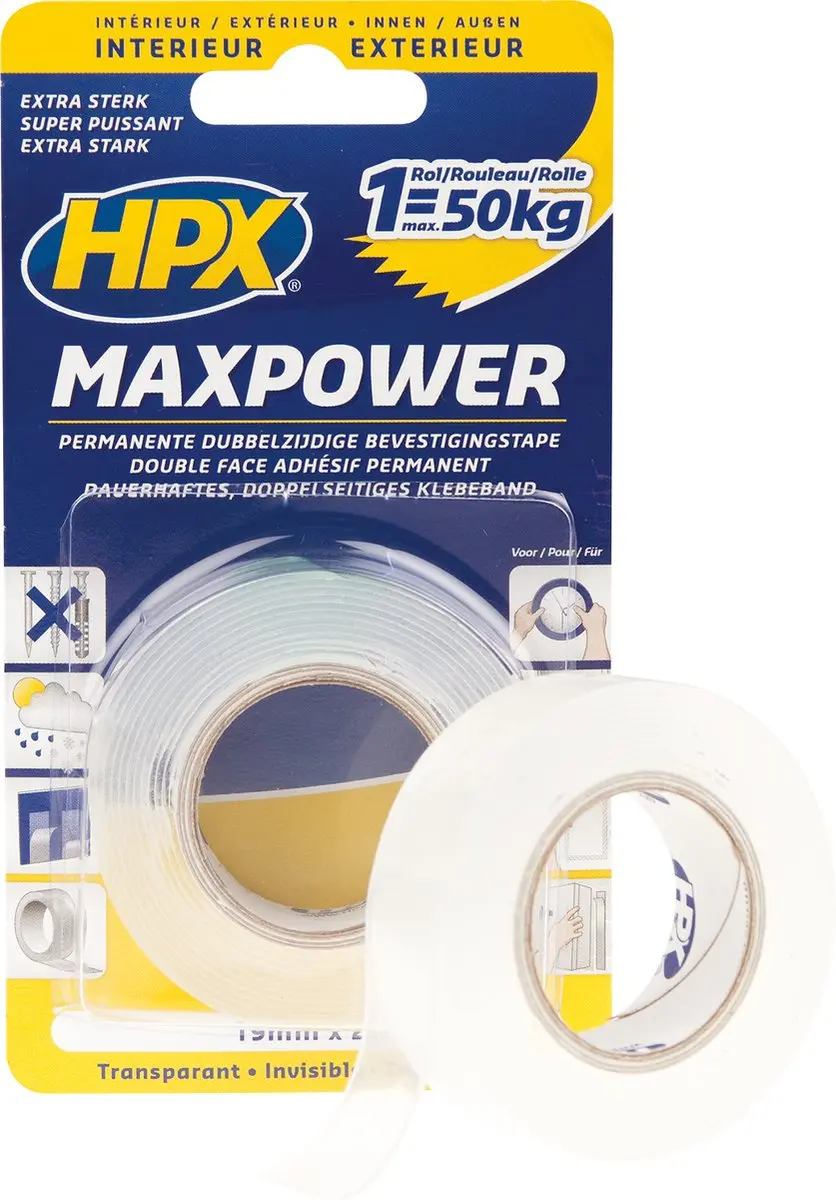 HPX Max Power Transparante Bevestigingstape 19mm x 2m