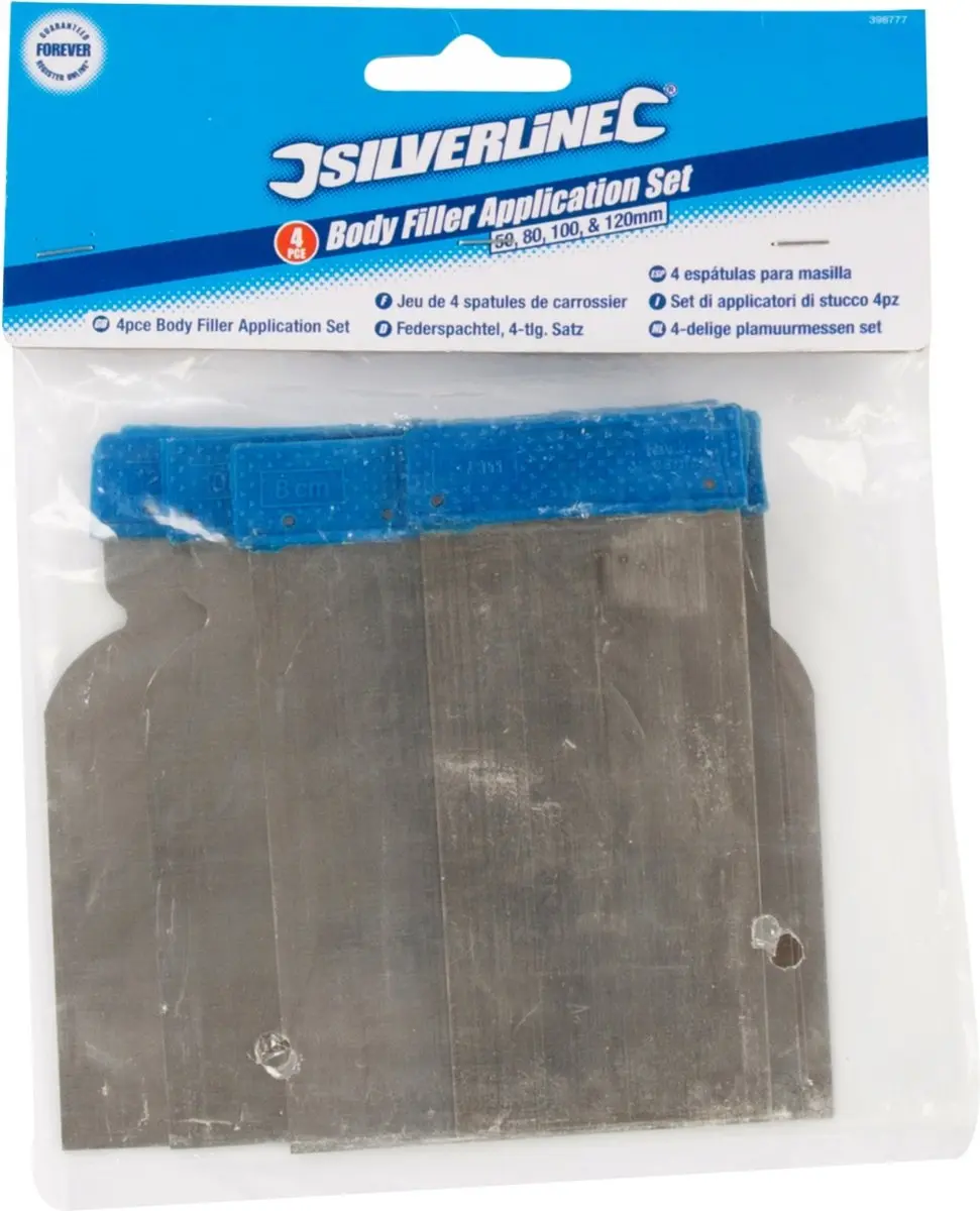 Silverline Plamuurmessen Set 4-delig - Geveerd staal - Grijs