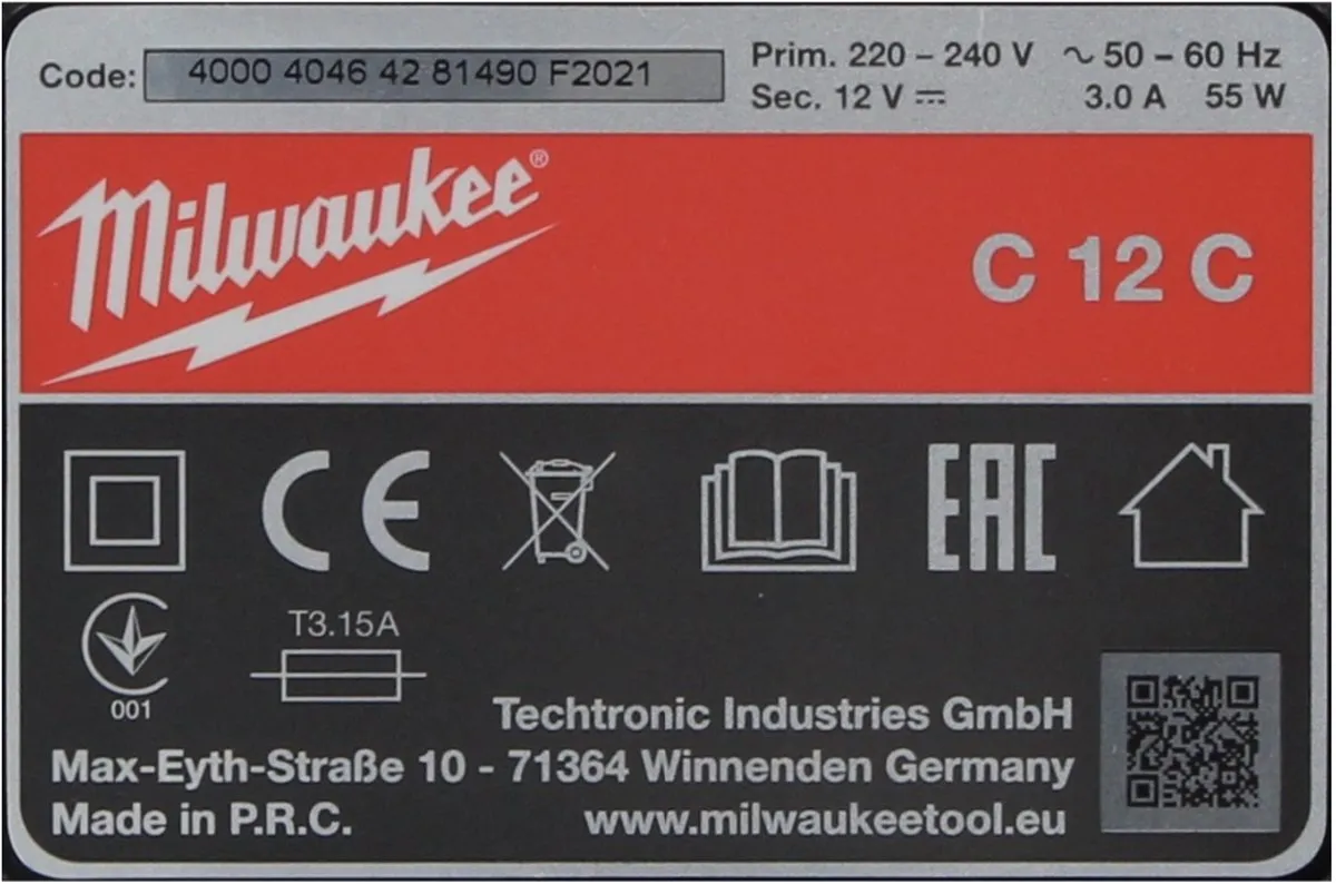 Milwaukee C12 C Acculader 12V - 4932352000