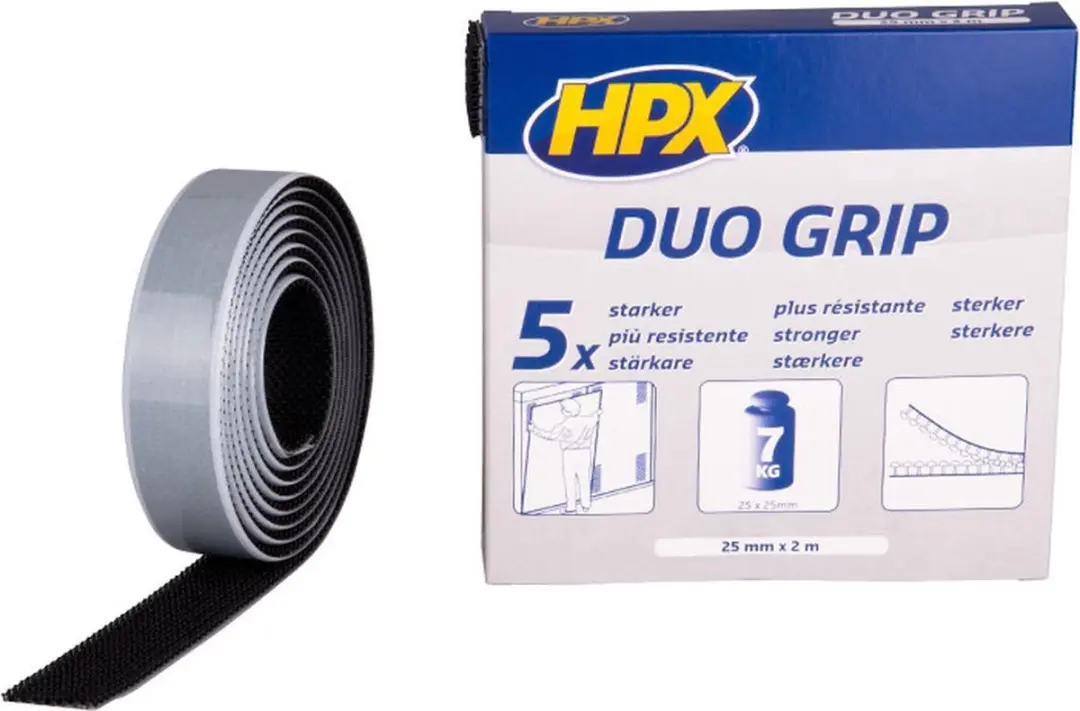 HPX Duo Grip Klikband 25mm x 2m - Zwart