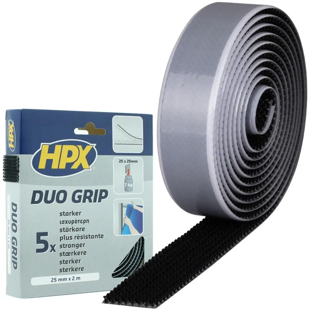 HPX Duo Grip Klikband 25mm x 2m - Zwart