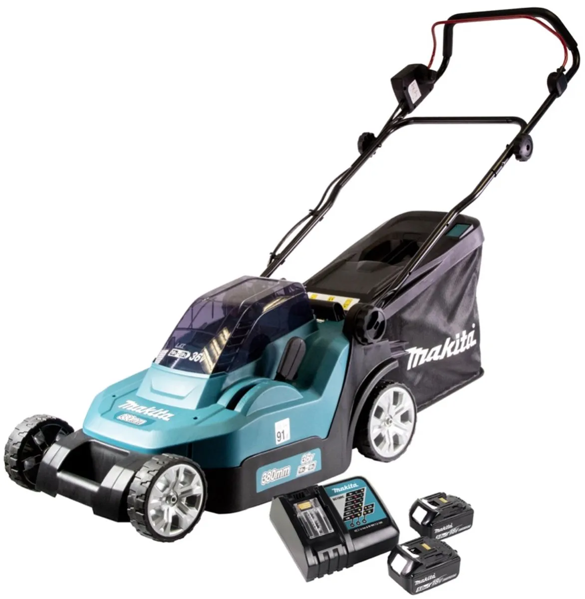 Makita DLM 432 RT2 Accu Grasmaaier 36V - 43cm - 2x 5.0Ah + Lader - afbeelding 2 van 5