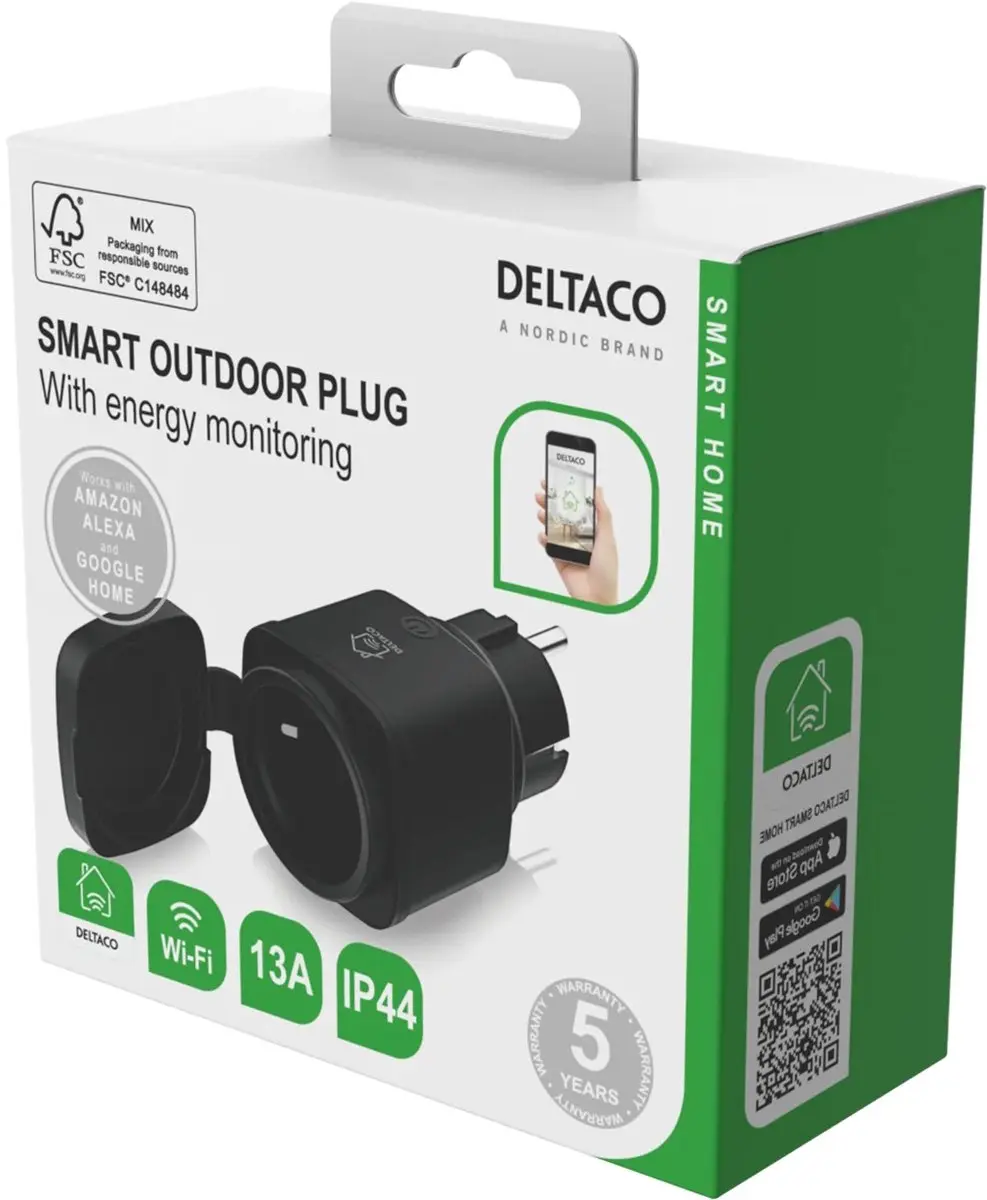 Deltaco SH-OP01 Slimme Buitenstekker IP44 - Zwart