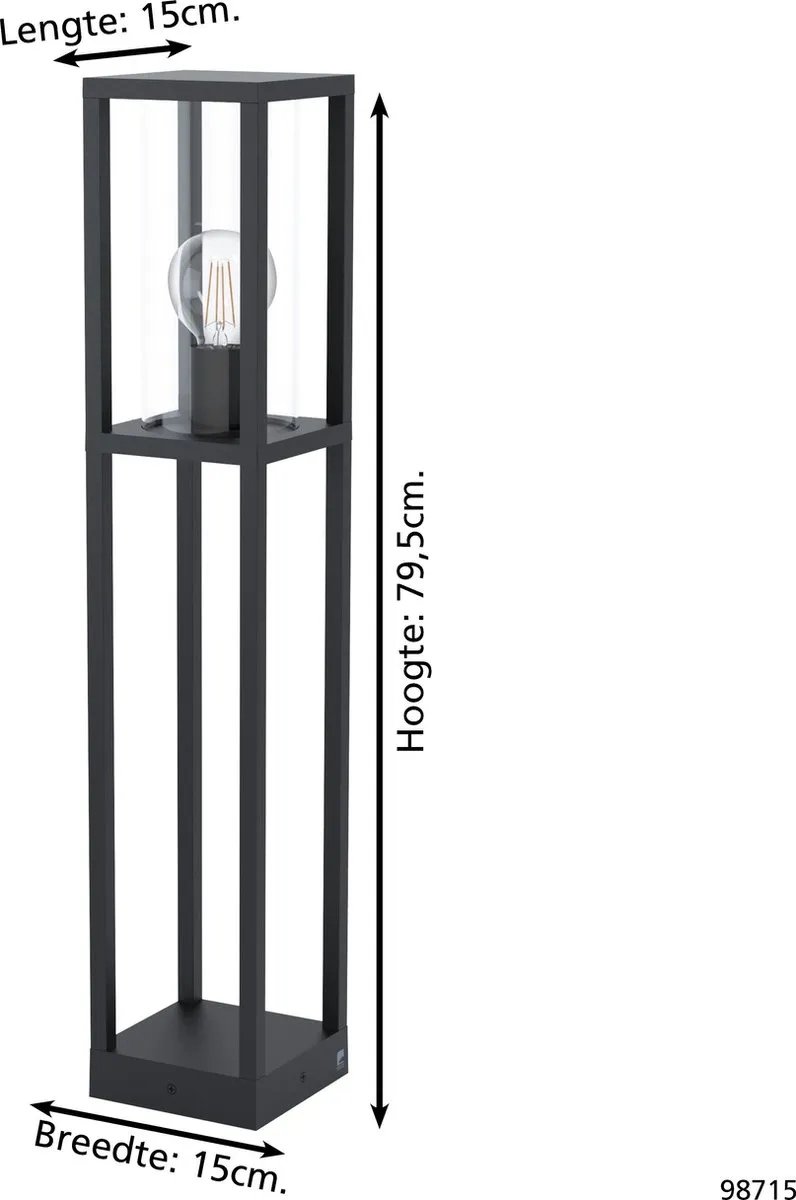 Eglo Cascinetta Staande Lamp Buiten E27 79,5cm - Zwart - afbeelding 6 van 6
