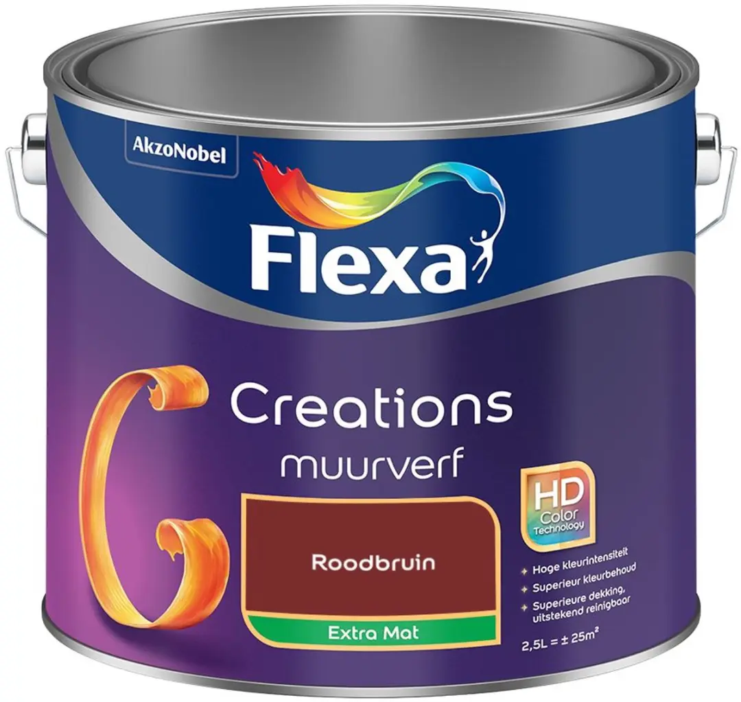 Flexa Creations Muurverf Extra Mat Roodbruin 2,5L