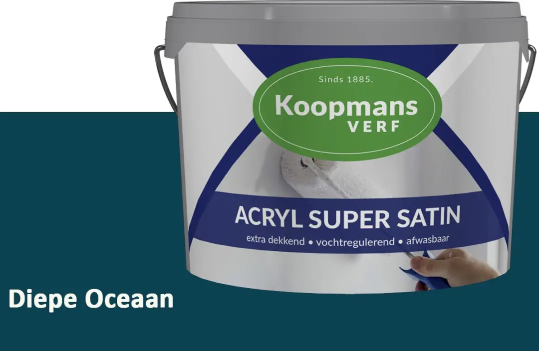 Koopmans Acryl Super Satin Zijdeglans Muurverf Diepe Oceaan 10L