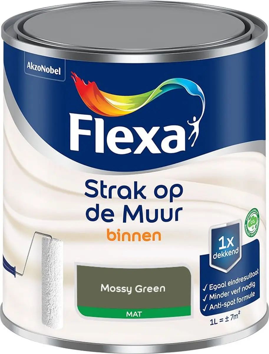 Flexa Strak Op De Muur Binnen Mat Mossy Green Mengverf 1L