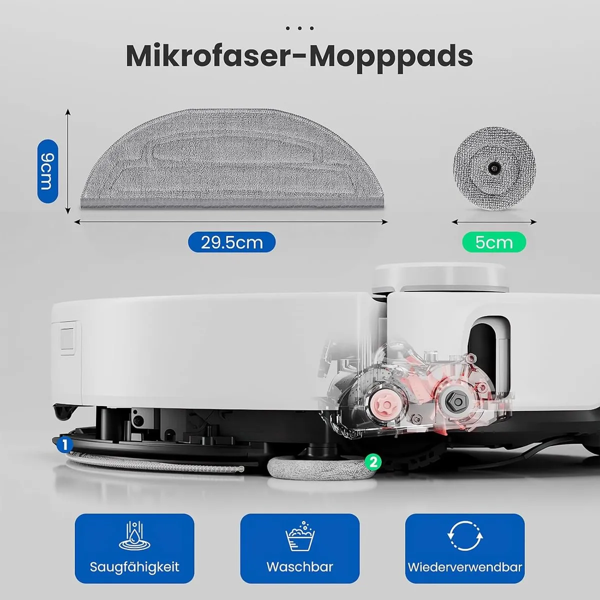 Roborock S8 MaxV Ultra Dweildoeken - 12 Stuks - Zilver