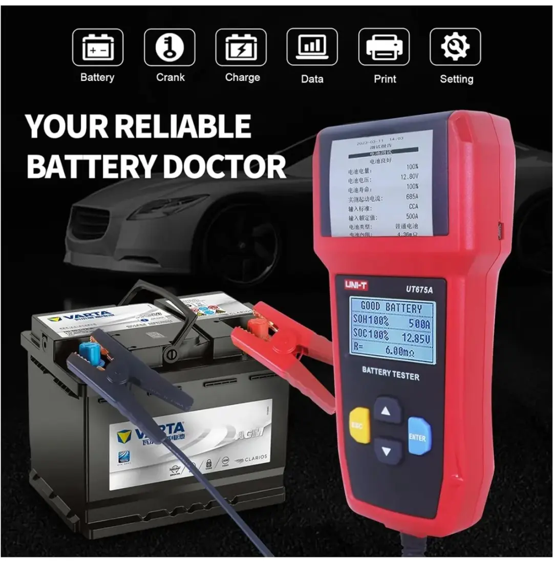 UNI-T UT675A Accutester 12V/24V - 5 standen - Zwart/rood