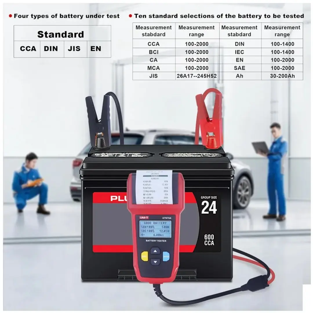 UNI-T UT675A Accutester 12V/24V - 5 standen - Zwart/rood