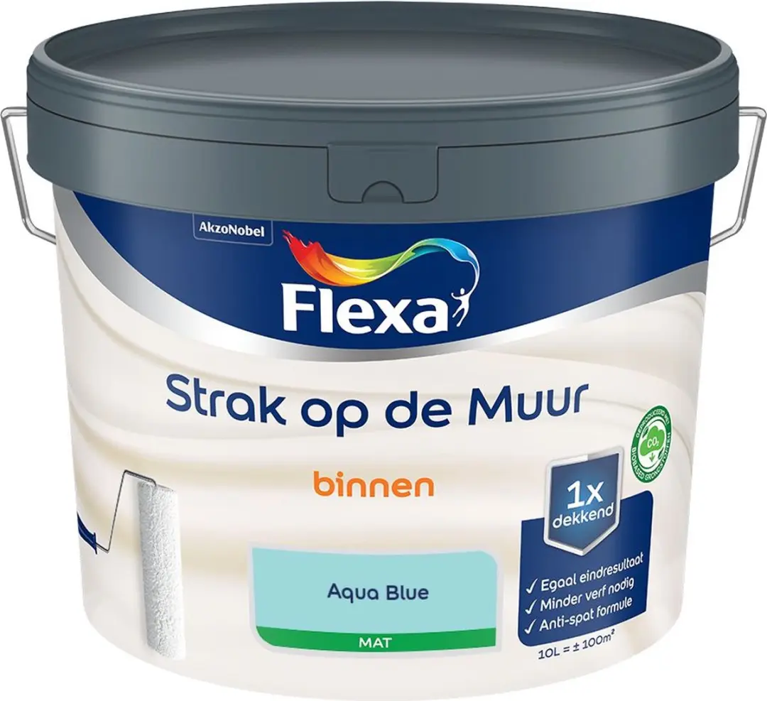 Flexa Strak Op De Muur Binnen Mat Aqua Blue Mengverf 10L