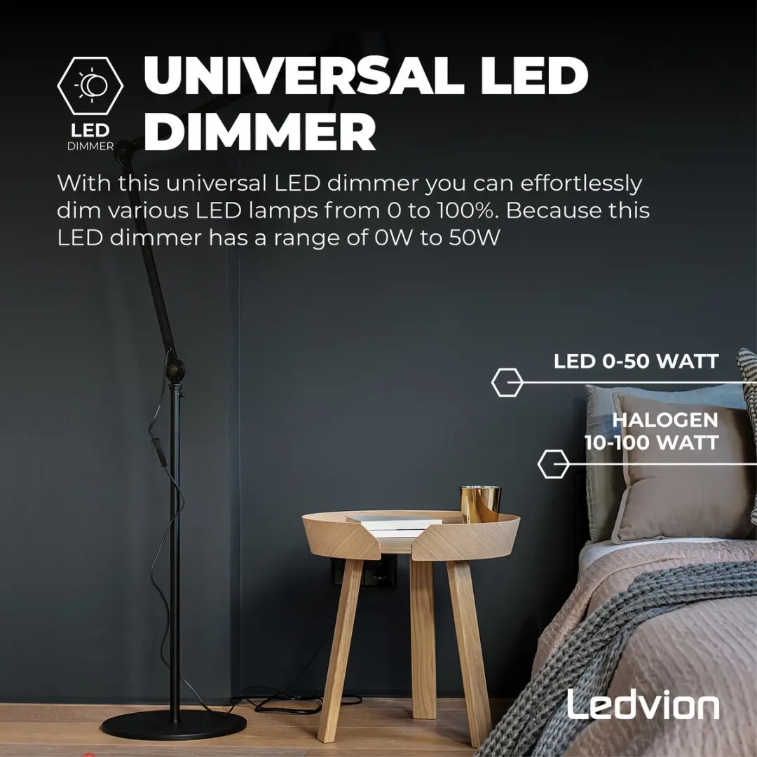 LEDVION Snoerdimmer 0-50W Zwart