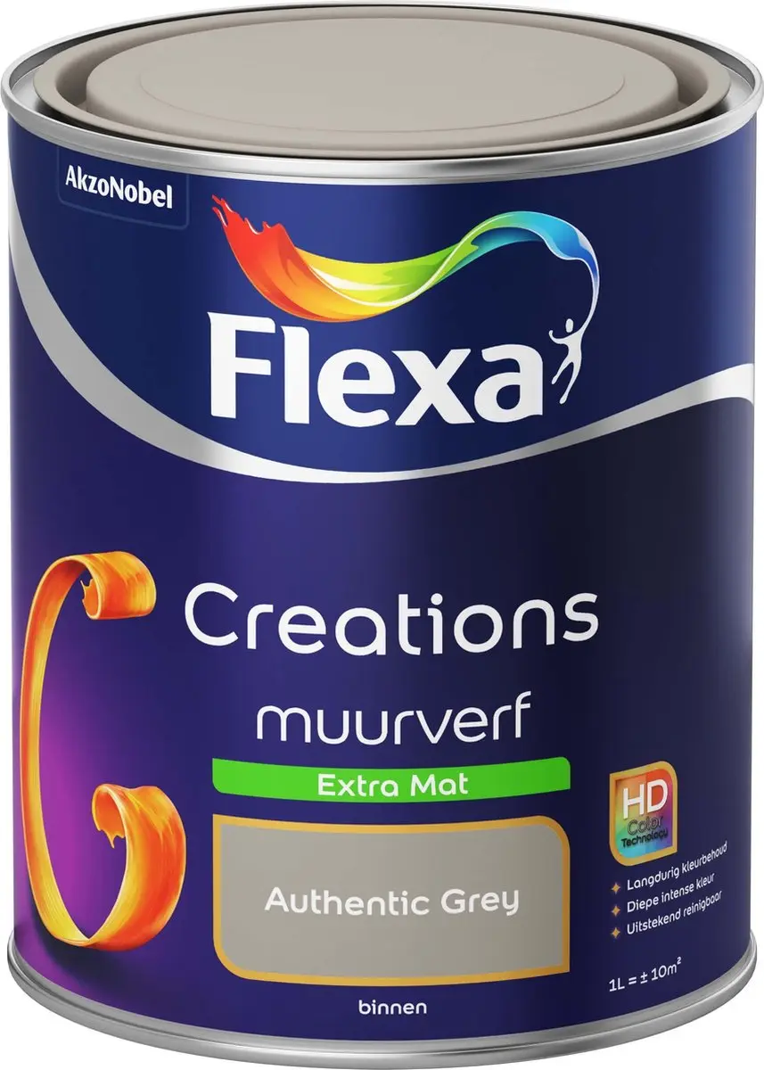 Flexa Creations Muurverf Extra Mat Authentic Grey 1L