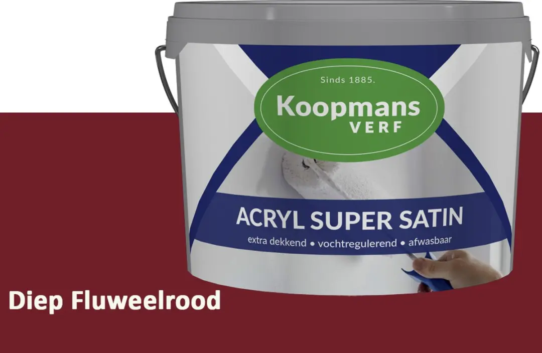 Koopmans Acryl Super Satin Zijdeglans Muurverf Diep Fluweelrood 1L