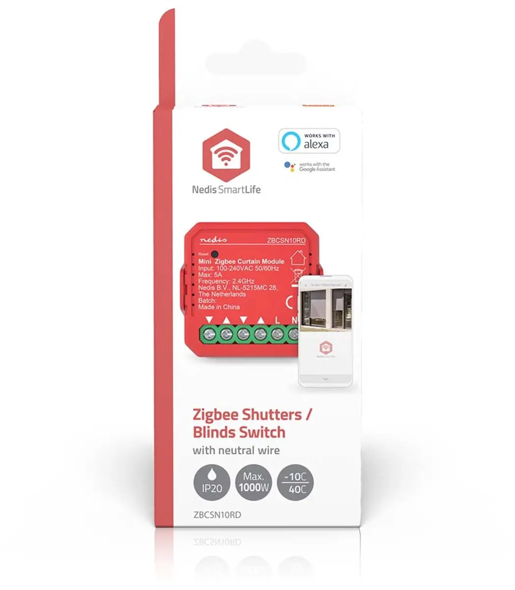 Nedis SmartLife ZBCSN10RD Inbouwmodule Rolluiken 1000W - Rood - afbeelding 6 van 6