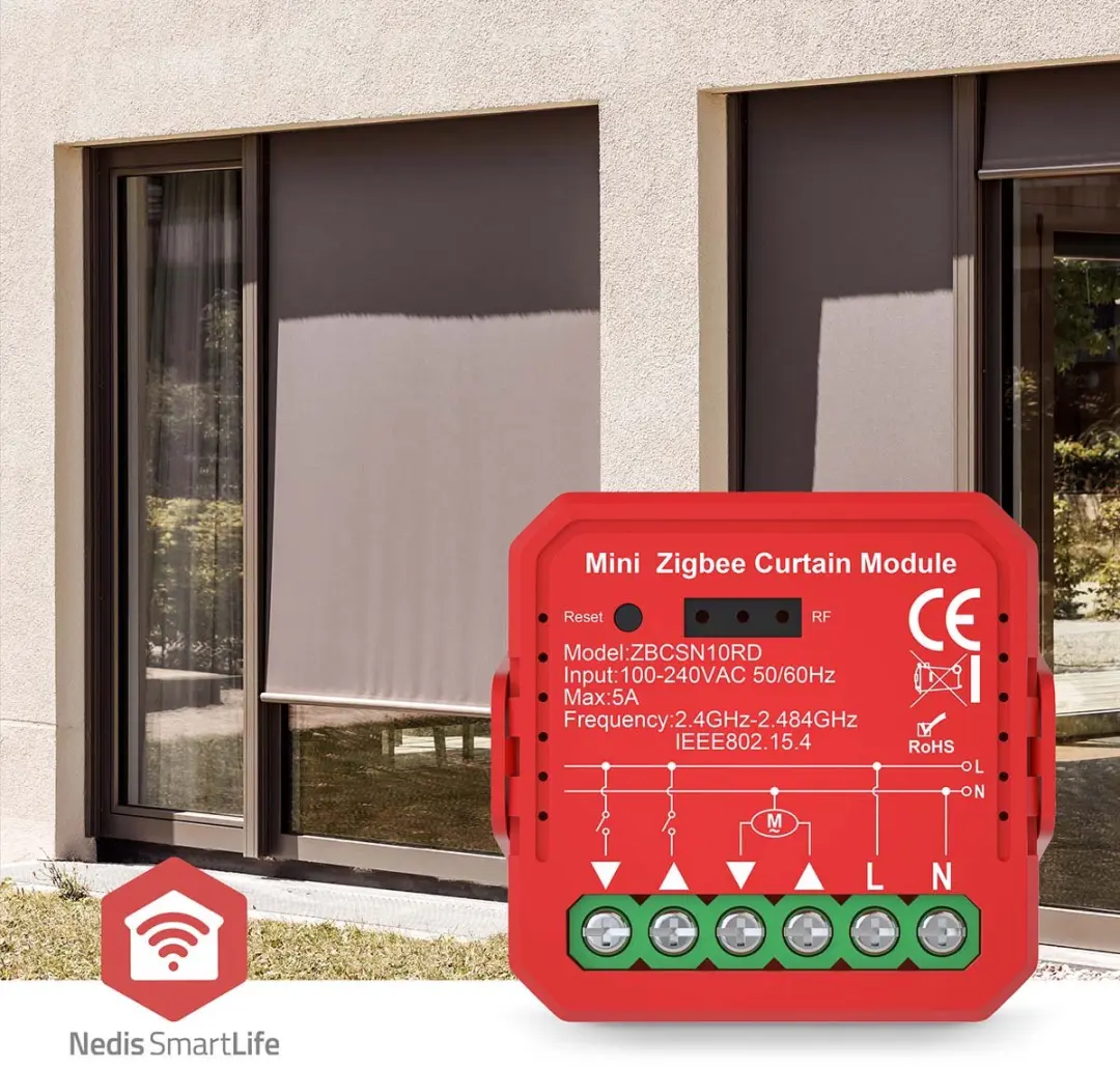 Nedis SmartLife ZBCSN10RD Inbouwmodule Rolluiken 1000W - Rood