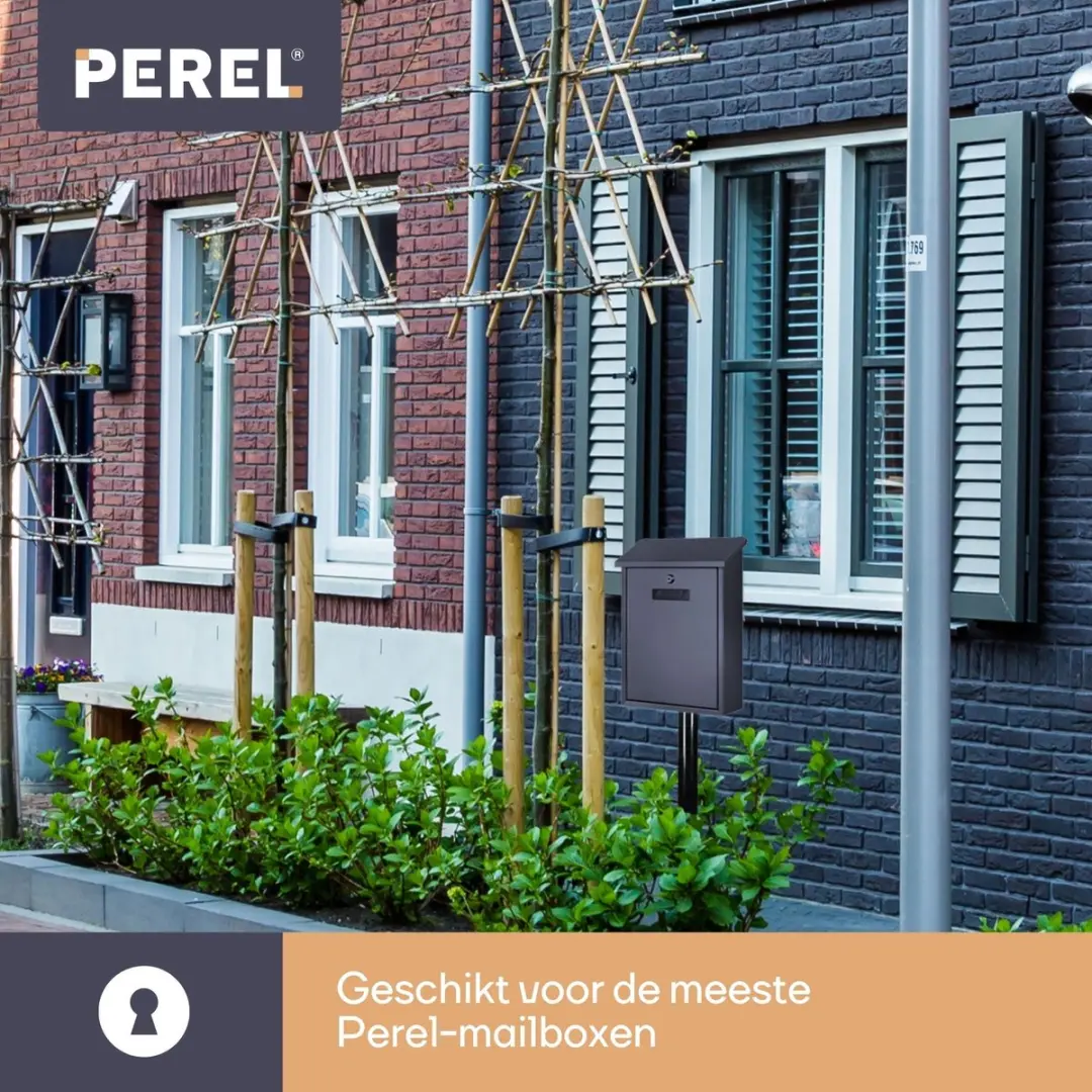 Perel Brievenbuspaal 150cm - Zwart