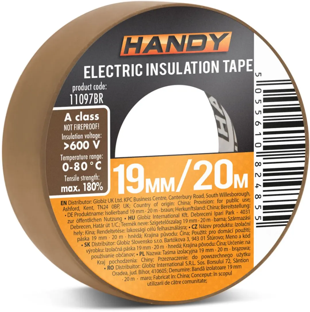 Handy Isolatietape Bruin 20m x 19mm - 10 Rollen