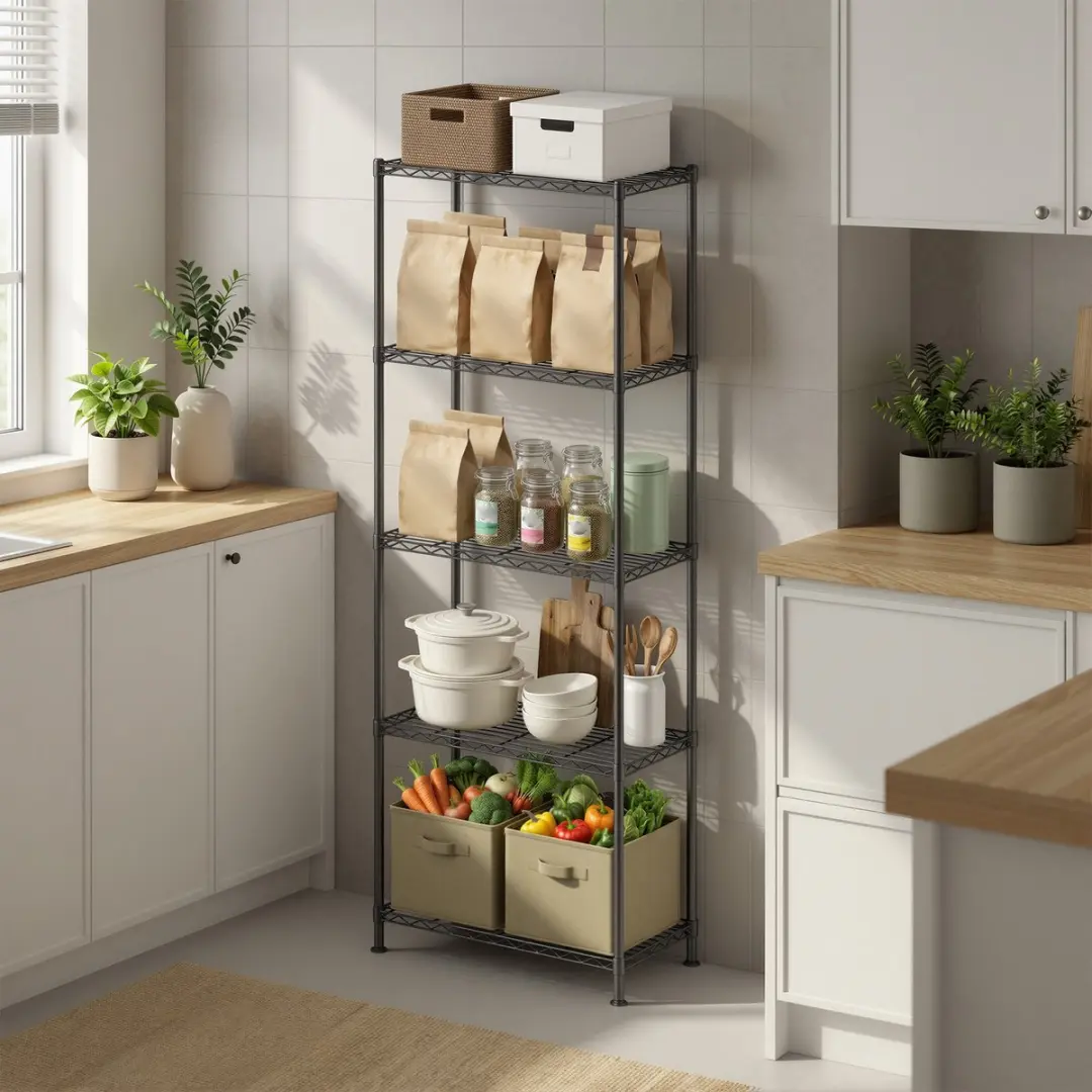 Songmics Vrijstaand Metaal Opbergrek 5-laags - 30x60x161cm - Zwart - afbeelding 4 van 6