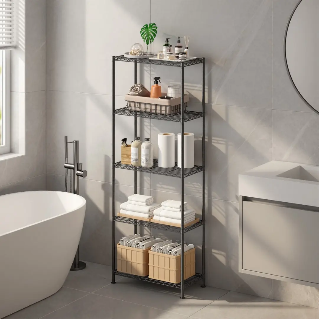 Songmics Vrijstaand Metaal Opbergrek 5-laags - 30x60x161cm - Zwart - afbeelding 5 van 6