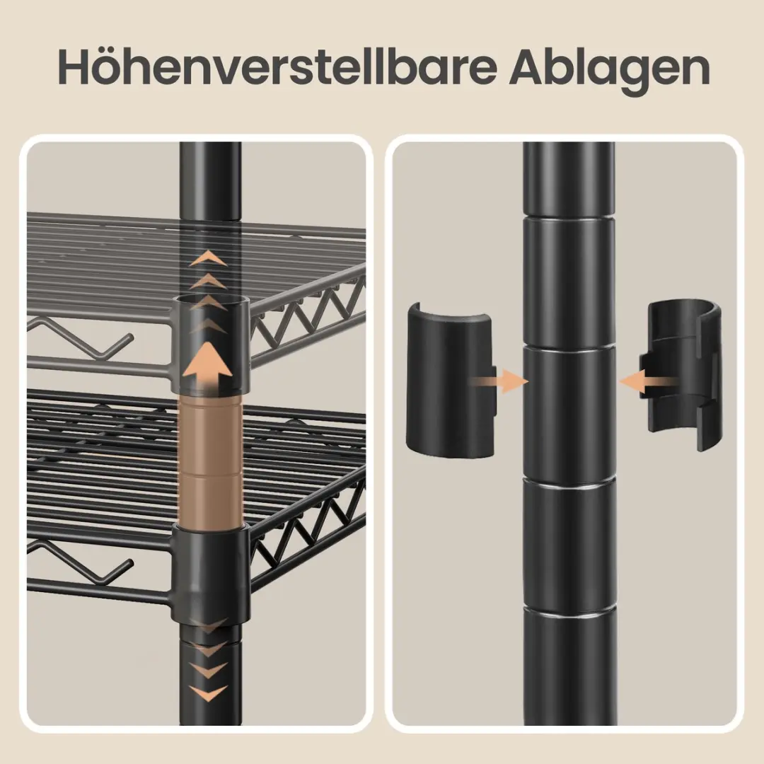 Songmics Vrijstaand Metaal Opbergrek 5-laags - 30x60x161cm - Zwart - afbeelding 6 van 6