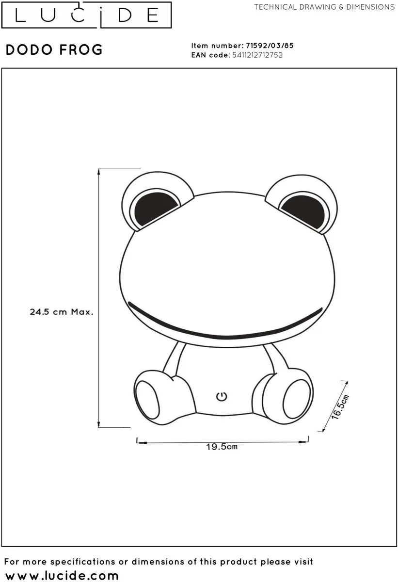 Lucide DODO FROG Tafellamp - 3x3W LED 4000K Groen