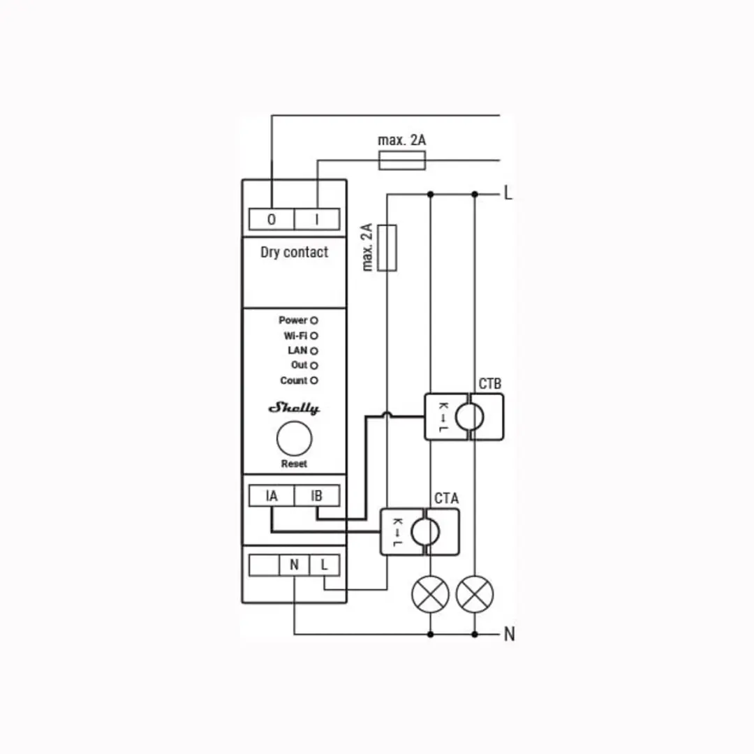Shelly Pro EM Shelly_ProEM_50A Elektriciteitsmeter - 50A - Wit - afbeelding 6 van 6