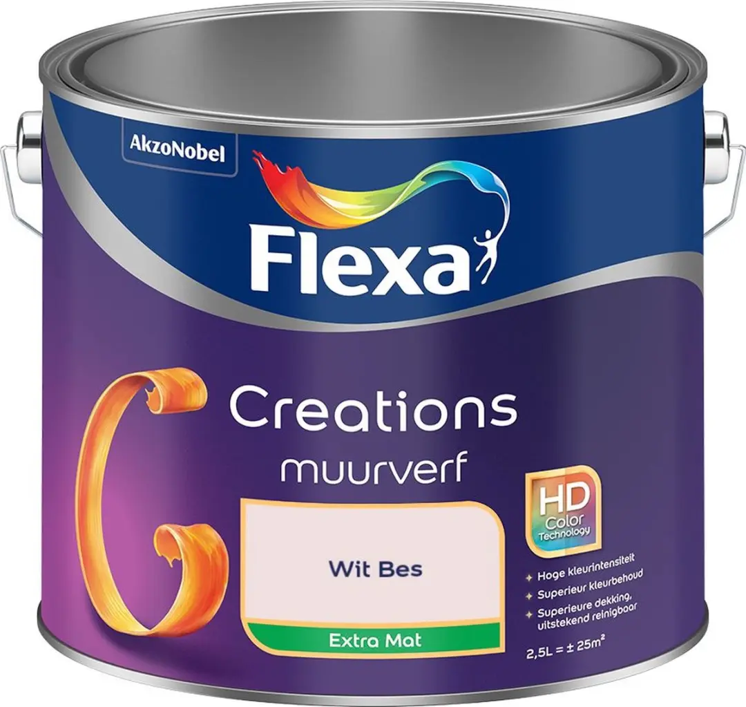 Flexa Creations Muurverf Extra Mat Wit Bes 2,5L