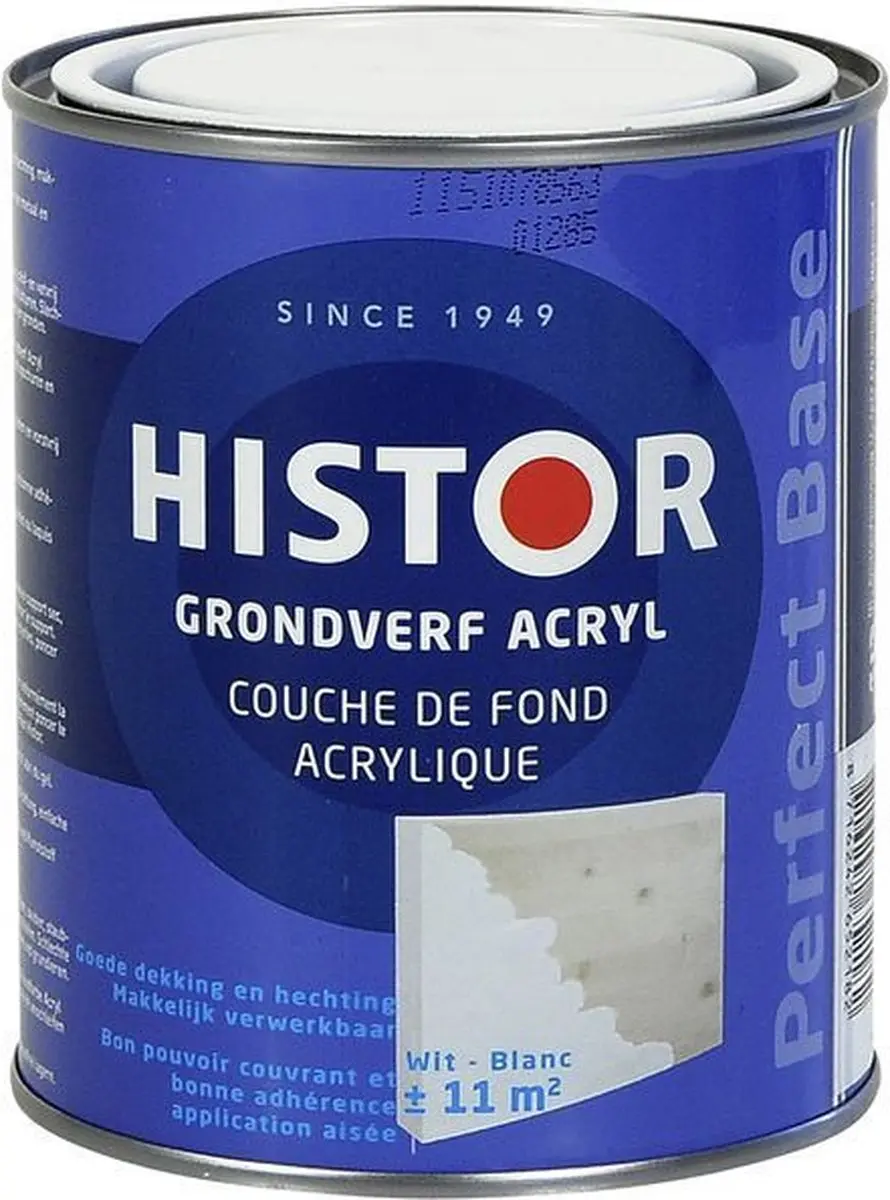 Histor Perfect Base Grondverf Acryl 0,75L - Grijs