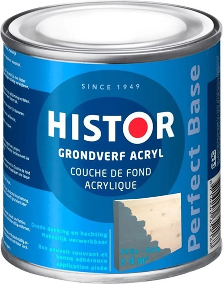 Histor Perfect Base Grondverf Acryl 0,75L - Grijs