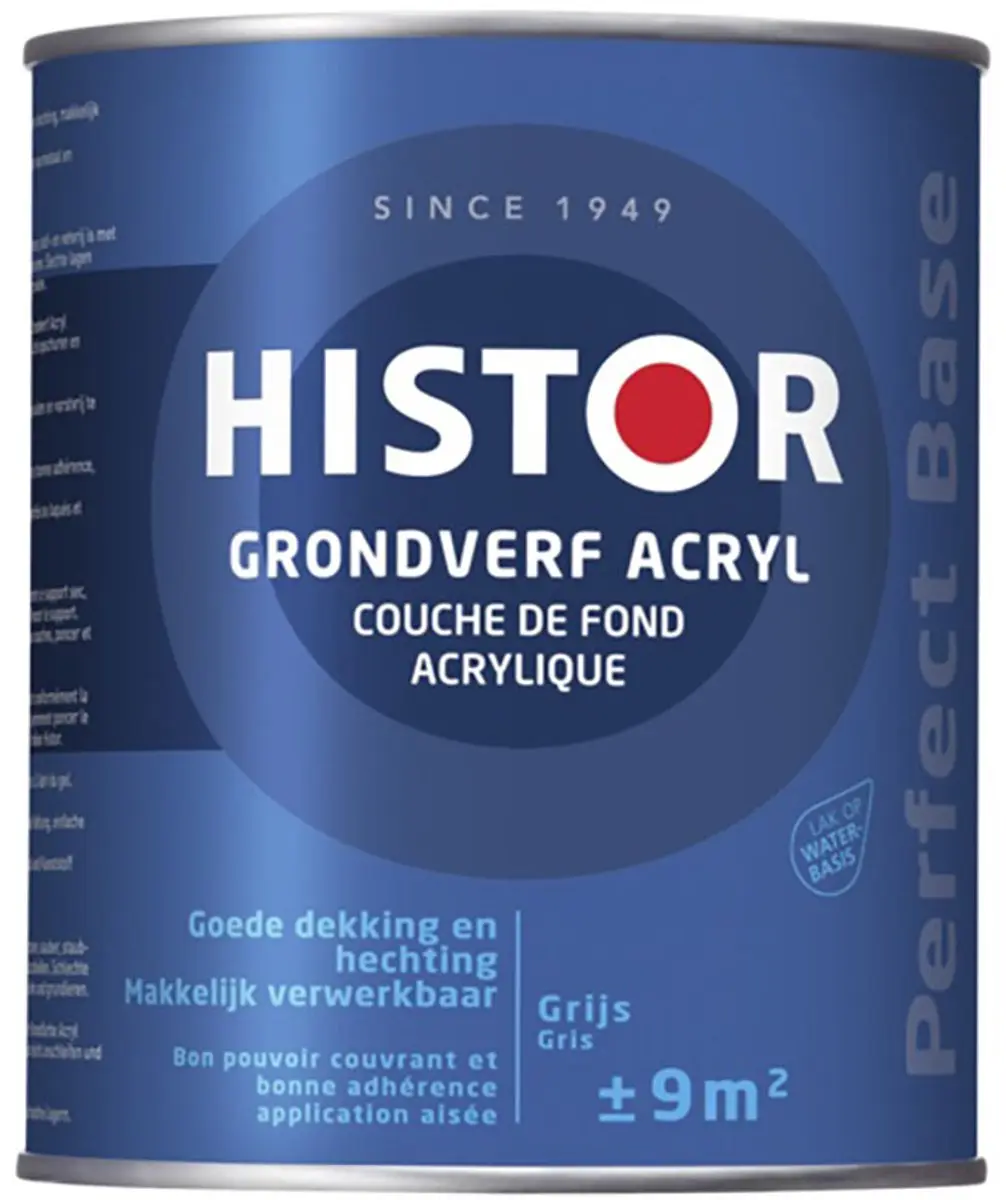 Histor Perfect Base Grondverf Acryl 0,75L - Grijs