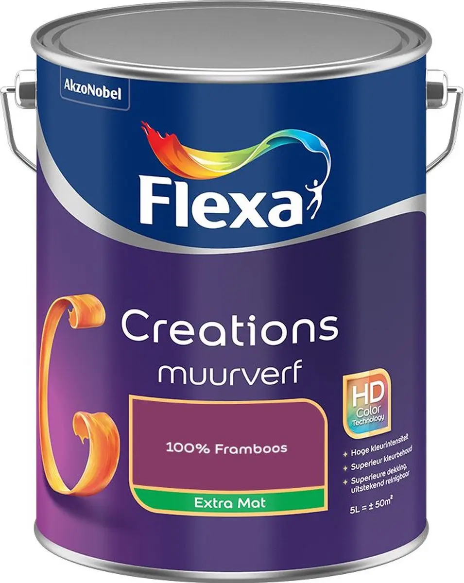 Flexa Creations Muurverf Extra Mat 100% Framboos - 5L