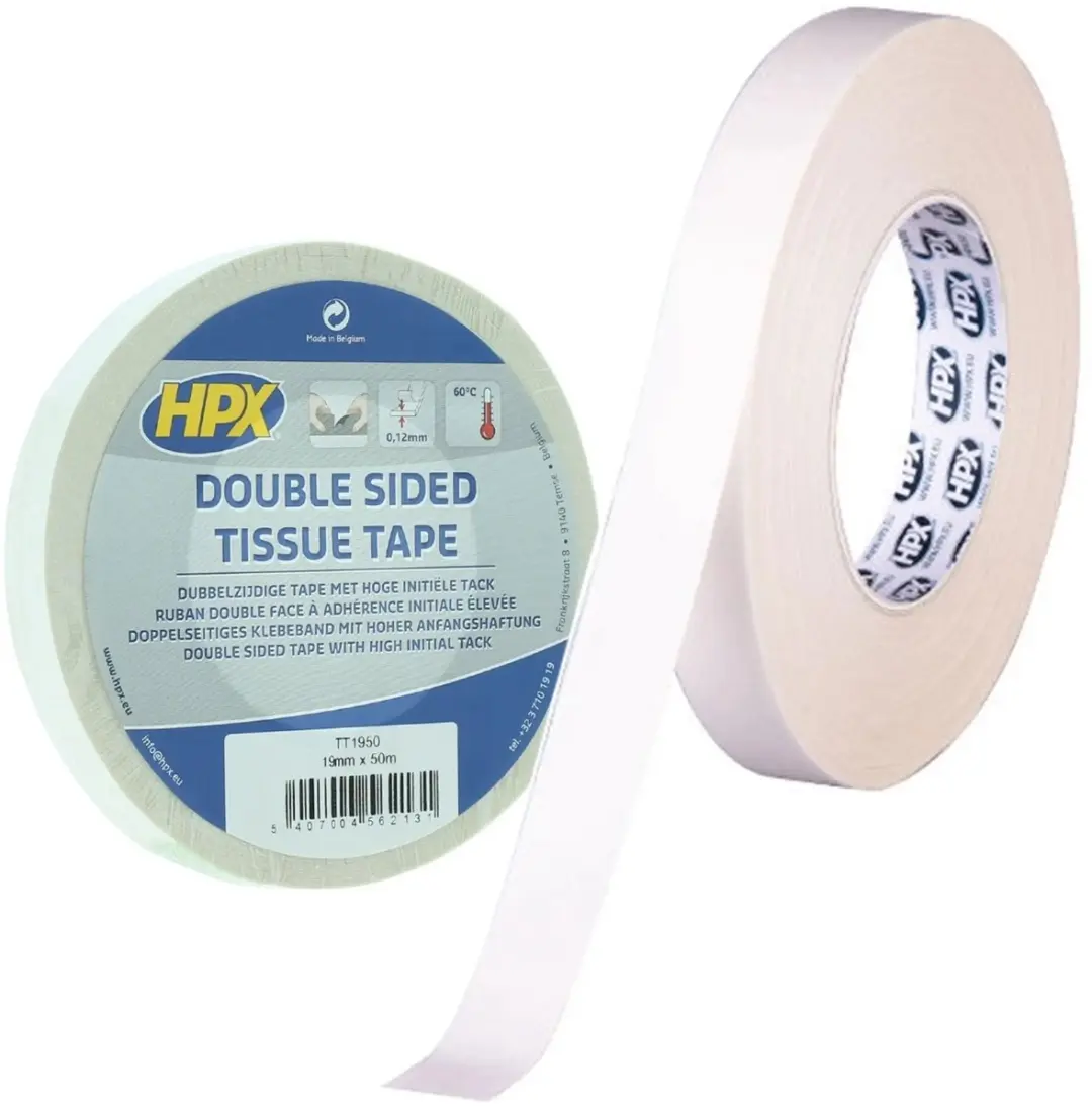 HPX Dubbelzijdige Tissue Tape 19mm x 50m - Wit