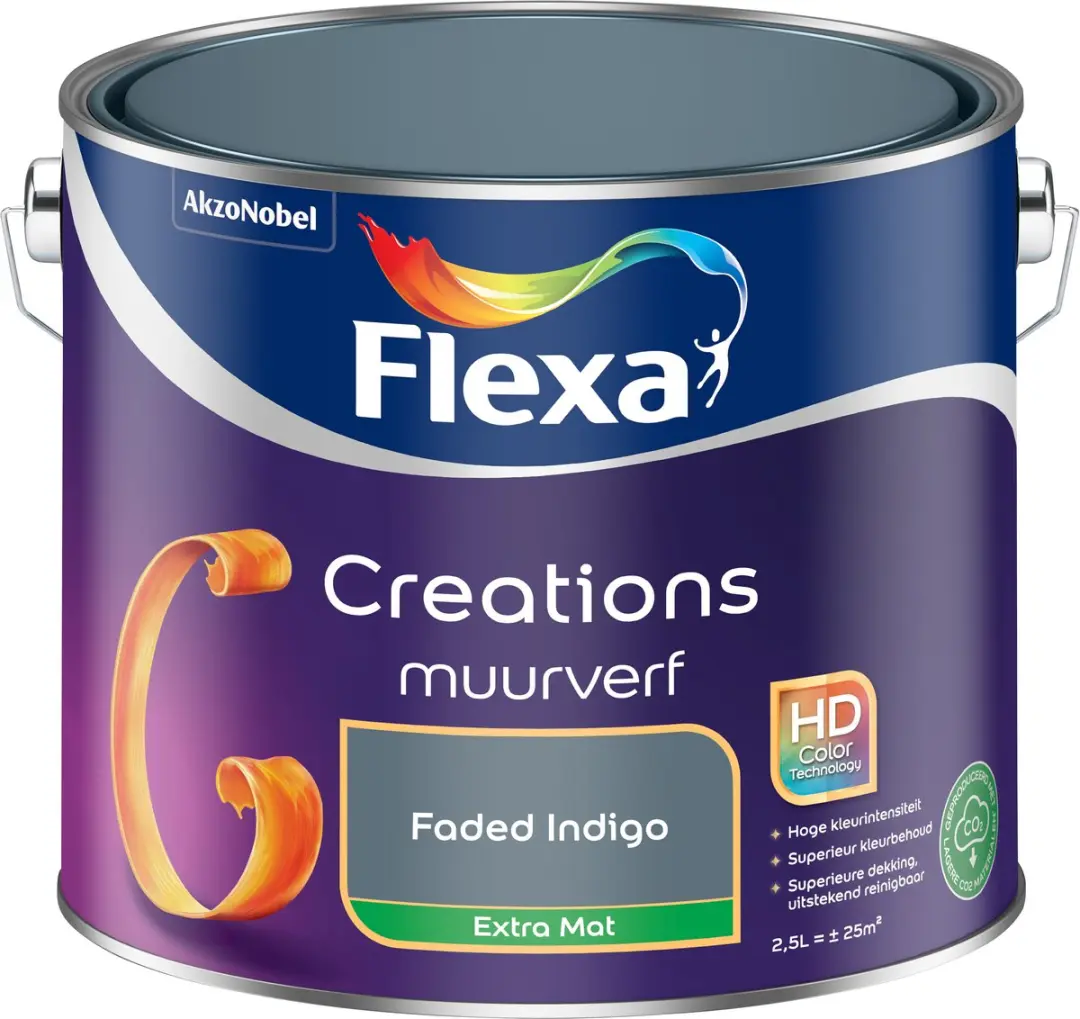 Flexa Creations Muurverf Extra Mat Faded Indigo 2,5L
